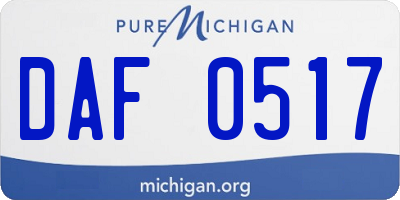 MI license plate DAF0517