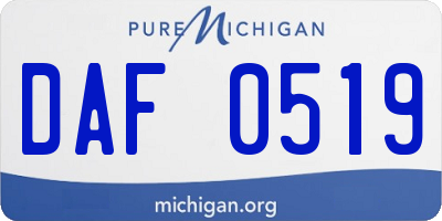 MI license plate DAF0519