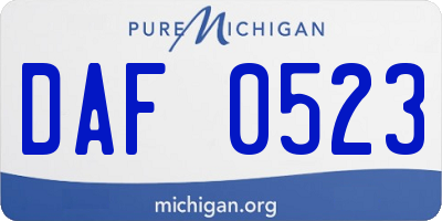 MI license plate DAF0523
