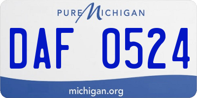 MI license plate DAF0524