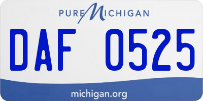 MI license plate DAF0525