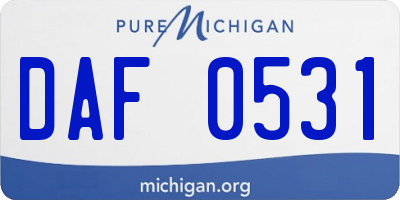 MI license plate DAF0531