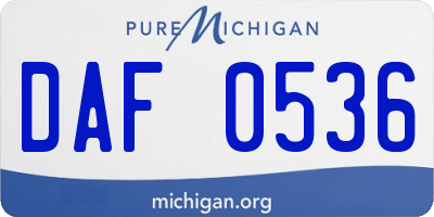 MI license plate DAF0536