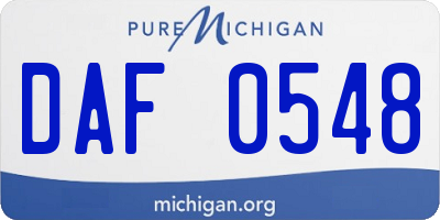 MI license plate DAF0548