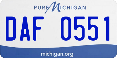 MI license plate DAF0551