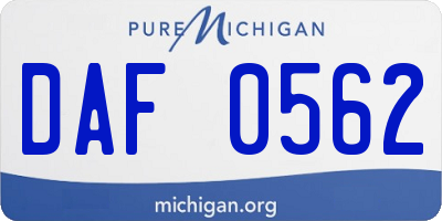 MI license plate DAF0562