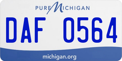 MI license plate DAF0564