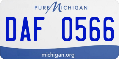 MI license plate DAF0566