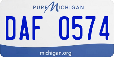 MI license plate DAF0574