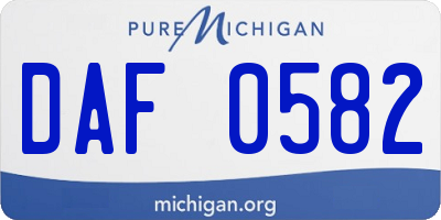 MI license plate DAF0582