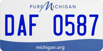 MI license plate DAF0587