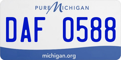 MI license plate DAF0588