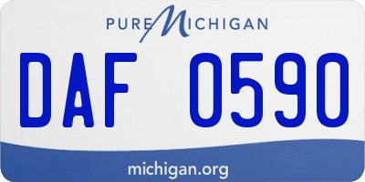 MI license plate DAF0590