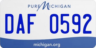 MI license plate DAF0592