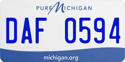 MI license plate DAF0594
