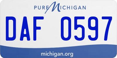 MI license plate DAF0597