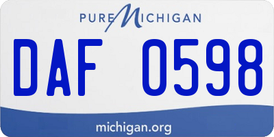 MI license plate DAF0598