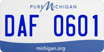 MI license plate DAF0601