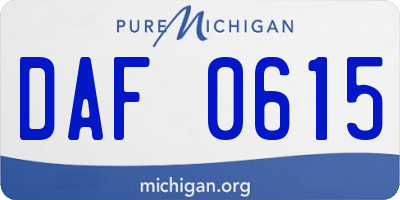 MI license plate DAF0615
