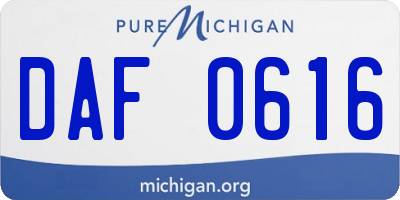 MI license plate DAF0616