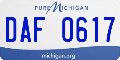 MI license plate DAF0617