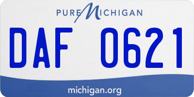 MI license plate DAF0621