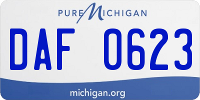 MI license plate DAF0623