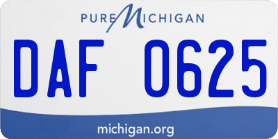 MI license plate DAF0625