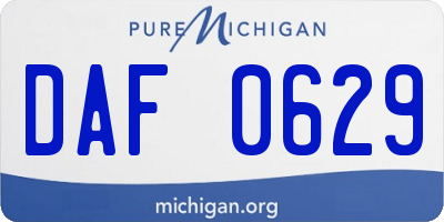MI license plate DAF0629