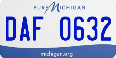 MI license plate DAF0632