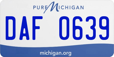 MI license plate DAF0639