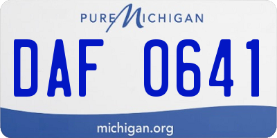 MI license plate DAF0641