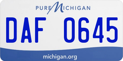 MI license plate DAF0645