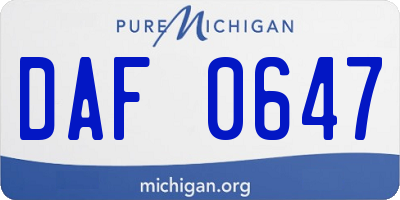 MI license plate DAF0647