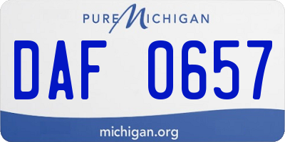 MI license plate DAF0657