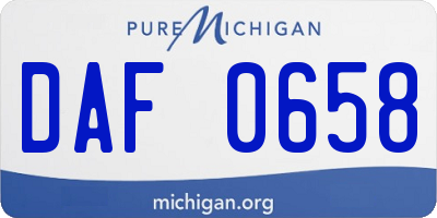 MI license plate DAF0658