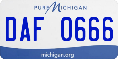 MI license plate DAF0666