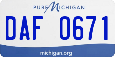 MI license plate DAF0671