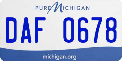 MI license plate DAF0678