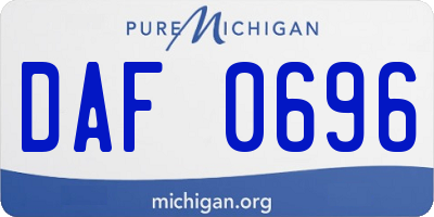 MI license plate DAF0696