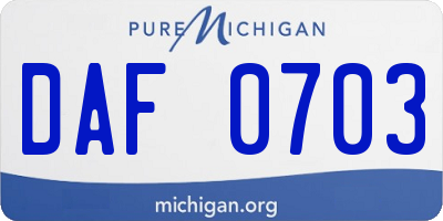 MI license plate DAF0703