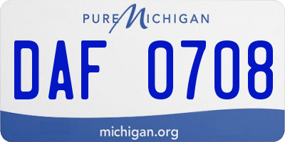 MI license plate DAF0708