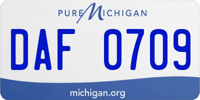 MI license plate DAF0709