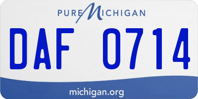 MI license plate DAF0714