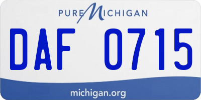 MI license plate DAF0715