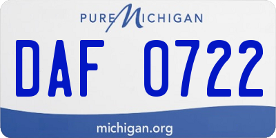 MI license plate DAF0722