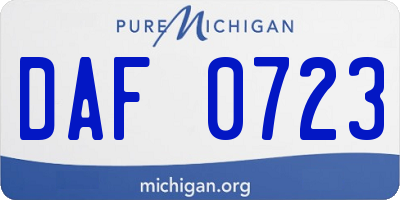 MI license plate DAF0723
