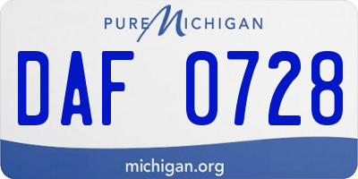 MI license plate DAF0728