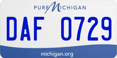 MI license plate DAF0729