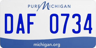 MI license plate DAF0734